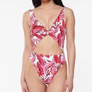 Jessica Simpson FUCHSIA MULTI Paradiso Palm O-Ring One-Piece Swimsuit